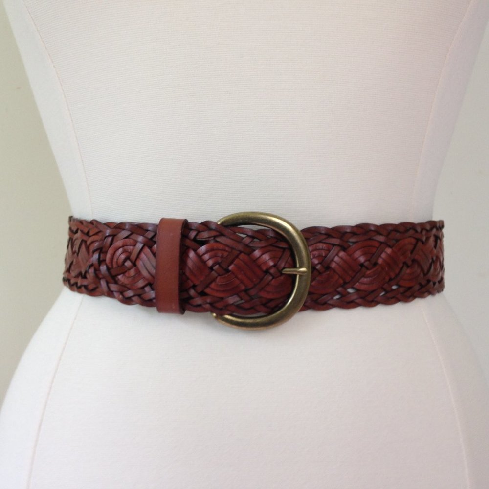 Loft Brown Braided Leather Belt size M